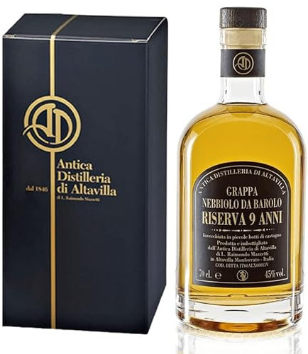 Grappa di Nebbiolo da Barolo Invecchiata 9 Anni Riserva Altavilla di Mazzetti 70cl 45% vol in astuccio regalo