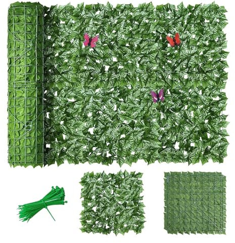 MAJHER Haie Artificielle Balcon 1m50 x 5m, Brise Vue Jardin Haie Artificielle en Rouleau, Haie Feuillage Artificiel, Clôture d'intimité, écran de Jardin pour Balcon Cour Arrière Patio(Color:02)