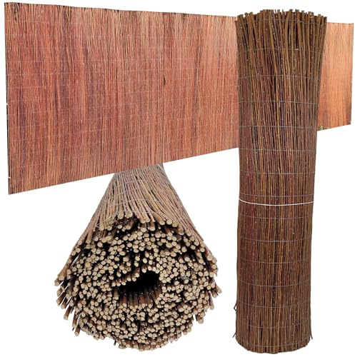 Weidenmatte natur für Garten, Balkon und Terrasse, Sichtschutz, Balkonsichtschutz, XLL Weidenzaun - Gartenzaun, natürlicher Sichtschutzzaun, Handgefertigt (100 x 400 cm)