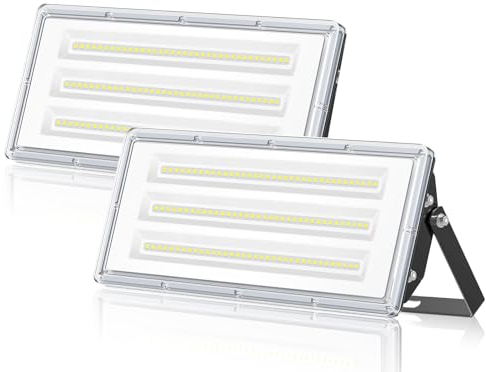 ANNIFUNLY Spot LED Extérieur 2 Pièce 100W 10000LM, Projecteur Exterieur IP67 Étanche, Blanc Froid 6500K Extérieur Éclairage pour Terrasse, Jardin, Cour, Garage