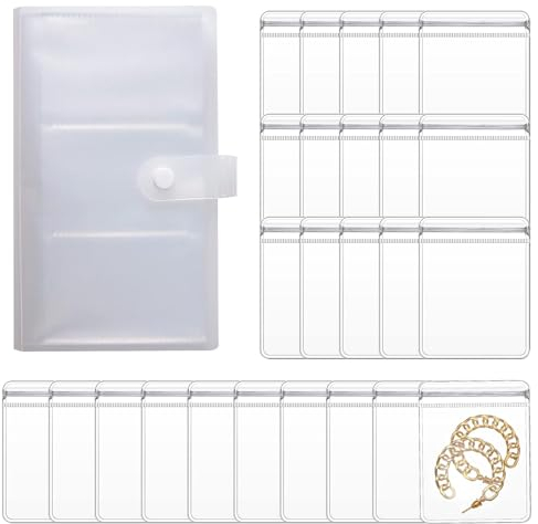 XoeLLe Jewelry Storage Book, Transparent 84 Card Slots +40 Anti-Oxidation PVC Bags Album Jewellery Organizer Travel Earring Case Box Transparent Display Storage Book For Rings Necklace Studs