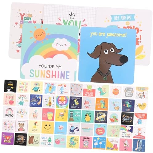 60pcs Box game card Cartoon lunch box mini positive cards cute child girl convenient card cartoon positive cards lunchbox note encourage lunchbox postcard notes