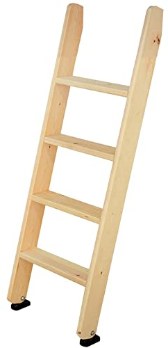 rutschfeste Bettleitern, niedriges Hochbett aus Naturholz für Jungen und Mädchen, 10 cm breite Pedal-Einhängeleiter, robuste Kletterleiter (Größe: 4 Stufen/hoch 1,25 m)