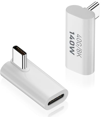 Duttek 90 Degree USB C Adapter 40G, USB C 90 Grad Adapter PD 140W, USB C Angle Extender Adapter mit 8K Video Unterstützung USB 4 Kabel für Laptop, Tablet und Handys (2 Stück)