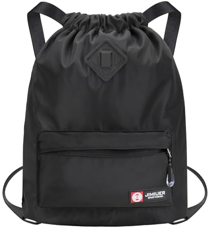 Fentar Turnbeutel Schwarz, Wasserdicht Sport Rucksack mit Mehreren Fächern, Groß Kordelzugbeutel Sporttasche, Rucksack mit Kordelzug, Sportrucksack, Mode Turnbeutel Rucksack für Herren Damen Jungen