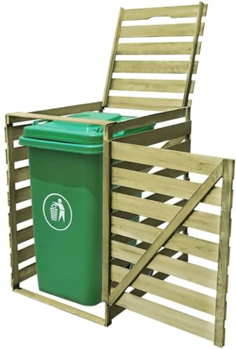 Vopese Mülltonnenbox für 1 Tonnen 240 L Mülltonnenverkleidung Mülltonnenabdeckung Möbel Müllcontainer Mülltonnenschrank Aufklappbare Deckel Imprägniertes Holz