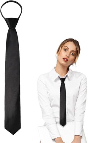 Luckyvestir Damen-Krawatte, vorgebunden, schwarz/rot, verstellbarer Reißverschluss, Damenkrawatte, Schwarz, 14.96 x 2.17