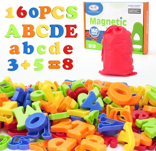 BunnyJOY Magnetbuchstaben 160 Magnet Buchstaben und Zahlen, Magnete Kinder für Magnettafel, Lernspielzeug Spielzeug
