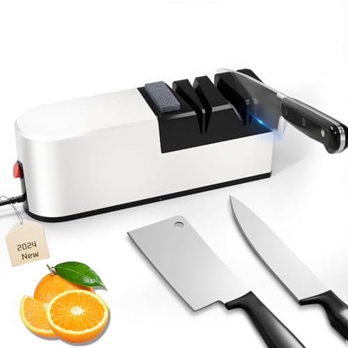 Aiguiseur Couteaux Électrique Aiguiseur Couteaux Électrique Blanc Aiguiseur Couteaux Roulant 5 En 1 Affuteur Couteau Electrique Pour Couteaux Lame Droite, Couteaux Lame Dentée, Couteaux En Céramique
