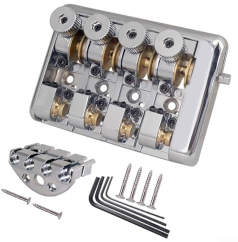 Headless Bass Bridge mit Messing-Rollsätteln, perfekt für reisende Musiker (Silber)