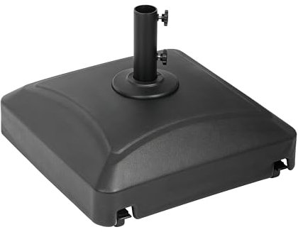 HealSmart Befüllbarer mobiler Schirmständer, strapazierfähig, quadratisch, Marktständer für den Außenbereich, mit 4 Rädern, für Terrasse, Deck, Pool, 56,7 kg Kapazität, Schwarz