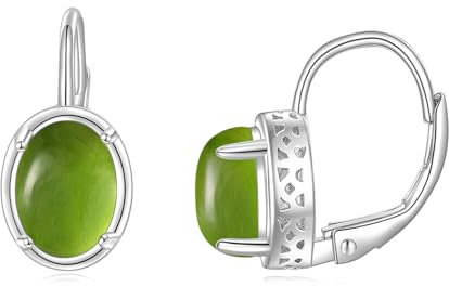 POPLYKE Peridot Ohrringe für Frauen Sterling Silber Peridot Leverback Ohrringe Peridot-Schmuck Geschenk für Frauen