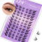 LZM Faux Cils - Individuels Naturel Extension Cils avec Bande Transparente Cils en Grappe Doux et Vaporeux, C Curl Professionnel Extensions de cils DIY à la Maison (ZK05)