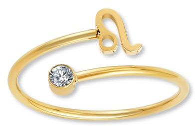 GD GOOD.designs Sternzeichen Ring Löwe Gold mit Zirkoniastein für Damen - 18K vergoldeter Damenring aus 316L Edelstahl | Ring verstellbar (Ringgröße 52-60) und wasserfest - inkl. Geschenkbox