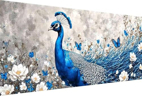 Pfau Malen Nach Zahlen Erwachsene Gerahmt Blume Malen Nach Zahlen XXL 70x140cm Paint by Numbers Adult mit Acrylfarben Set und 4 Pinsel Ölgemälde Leinwand Bastelset Geschenke und Heimdekoration -81yV