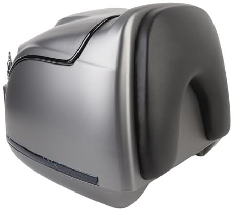 Fockety 38L Motorrad Top Case, wasserdichte Motorrad Aufbewahrungsbox Scooter Trunk mit Schlüsselschloss, Rückenlehne, abschließbare Motorrad Daily Tail Box für Helm, Werkzeug (Gray)