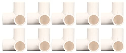 10 raccordi per tubi a 3 vie, connettori per tubi in PVC, connettori ad angolo a gomito, diametro interno 25 mm, plastica per mobili (bianco)