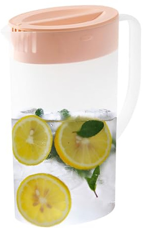 XUQEAYWD Saftkanne Kunststoff, 2L Wasserkaraffe, Krug Mit Deckel, Kunststoff Krug Mit Deckel, Wasserkrug, Für Limonade, Saft, Kalten Tee, 13.5x8.6x26cm