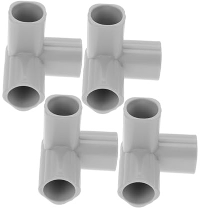 HONITANO 4pcs Shaped Steel Pipe Fittings for Indoor Safety Fence Robust Elbow Side Outlet Tee Connectors for DIY Playpen Nursery Patio Gate Extension Kit Light Grey Durable Accessories