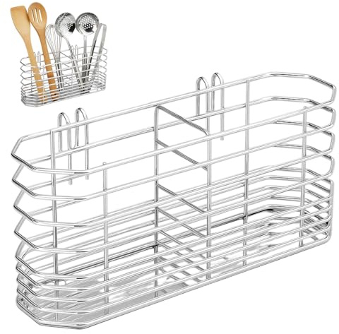 QhgPnt Cutlery Drainer for Sink, Stainless Steel Utensil Drainer with Compact Size, Cutlery Holder for Sink, Space-Saving Cutlery Drying Rack, 14cm x 9cm x 4cm