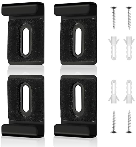 FINELYCR 4 Pezzi Reggi Specchio, Nero Clip per Specchios in Metallo, Acciaio Inossidabile Ganci per Specchio a Muro, con Viti e Tasselli ad Espansione, per Bagni, Uffici, Palestre