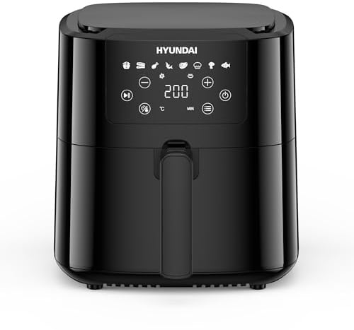 Hyundai 5L Digital Air Fryer, 1500W, 8 Preset Programmes, Touchscreen Controls, 80-200°C, Non-Stick Dishwasher Safe Basket, 3 Year Warranty