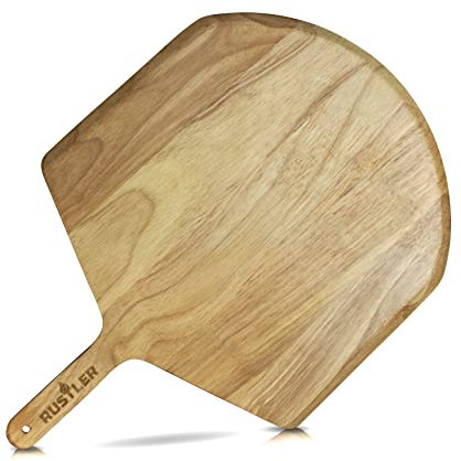 Rustler Premium Pizzaschieber/Schaufel, großes Pizzabrett, Pizzaofen Flammkuchenbrett aus Holz mit abgerundeten Kanten und Griff, 45 x 31 x 1 cm, Arbeitsfläche: 31 x 31 cm