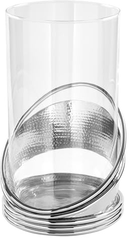 Fink edles Windlicht 30x26 cm aus Glas-Aluminium Kerzenhalter für Stumpenkerzen