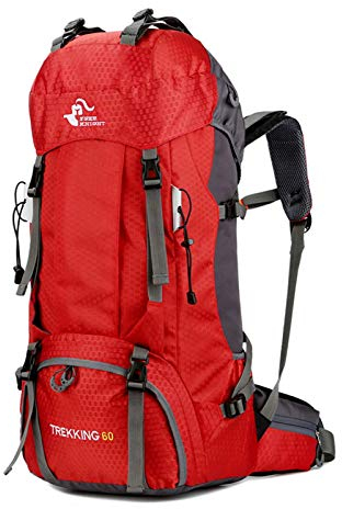 free knight 60L Wasserdichter Rucksack, ultraleichter, packbarer Kletterfischer Reiserucksack Tagesrucksack, handliche Faltbare Camping Outdoor-Rucksack-Tasche mit Regenschutz (Rot)