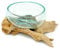 Root with Glass Bowl Small Bowl Decorative Bowl Glass on Wood Diameter 12-13 cm Wooden Decoration Teak Wood Decoration (Root 17-20 cm)