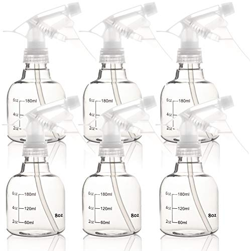 Youngever 6 Paquetes 250ML Botellas de Plástico Spray, Botella de Pulverizador, Botellas de Spray Para el Cabello y Soluciones de Limpieza (Clear)