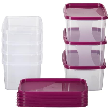 MiraHome Gefrierdosen 8x1,3L rechteckig pink – Vorratsdosen mit Deckel luftdicht – Transparente Frischhaltedosen – Aufbewahrungsbox Küche für Mealprep & Organisation – Austrian Quality