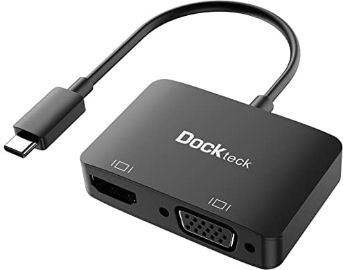 dockteck USB C zu HDMI 4K 60Hz VGA Adapter Monitor Verbinder auf VGA HDMI, 2 in 1 Splitter Adapter mit 4K 60Hz HDMI und 1080P VGA, für MacBook Pro/Air M1, iPad Pro/Air/Mini 6, Dell Xps 13/15