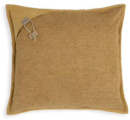 KNIT FACTORY - Hope Kissen - Ocker - 50x50 cm | Sofakissen mit Füllung und Bezug - Couchkissen - Zierkissen - Dekokissen - Moderner Wohnstil