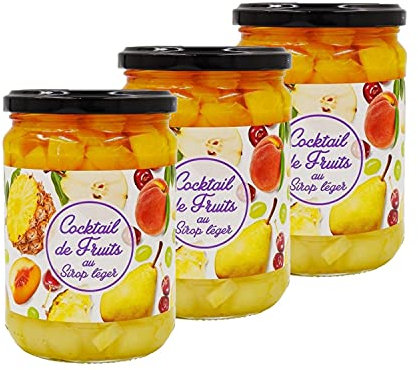 Lot 3x Cocktail de fruits au sirop léger - pot 560g