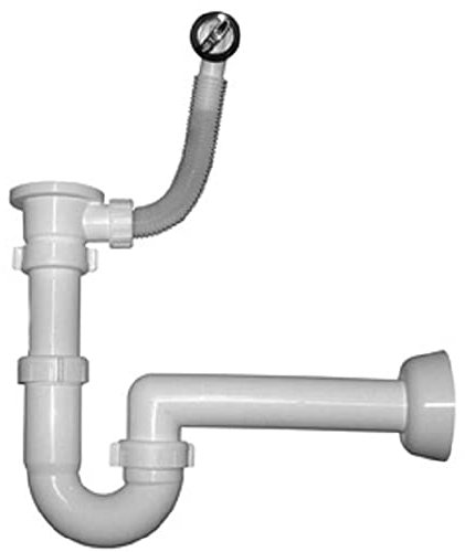 Senza Marca Generico Siphon für Waschbecken aus Kunstharz mit Vollbesatz, Unterbaut, Modern, Rund, Mittelablauf, 1 Loch
