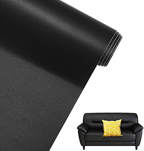 FDDU Leder Reparatur Tape, Selbstklebende Lederflicken, Kunstleder Selbstklebend für Sofas Autositze Bürostuhl Kopfteil Jacken (Schwarz)