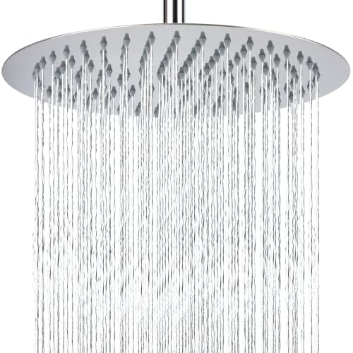 40cm Regenbrause, Markcco Kreisförmiger Hochdruck Duschkopf aus Edelstahl 304, komfortables Duscherlebnis auch bei niedrigem Wasserdruck, installierbar an der Wand oder Decke (40cm, Chrom)