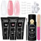 Lofuanna Poly Gel Nail Kit-30ML Clear Pink Set Poly Nail Gel Nail Starter kit, Nail Extension Gel With 120ML Slip Solution 120Pcs Nail form,Nail Strengthen Gel Nail Art Design for Beginners