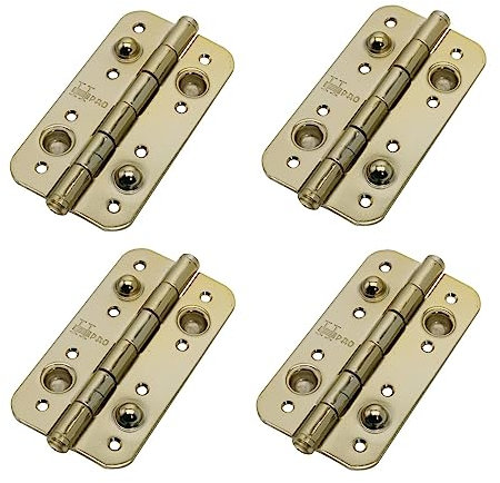 Bisagra de SEGURIDAD, PACK de 4 bisagras. medidas 150X80X3MM varios acabados, Cantos Redondos, sin Remates, bisagra portón puerta de Madera desmontable, anti palanca (LATONADO BRILLO)