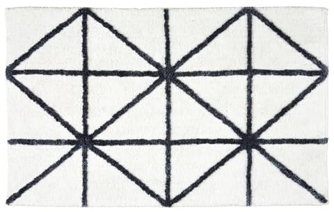 Schöner Wohnen Kollektion Badezimmerteppich weiß Heart 67x110 cm – Badematte rutschfest - Badteppich waschbar – Badvorleger Trockner geeignet – Duschvorleger Badezimmer