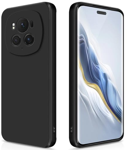 GiiYoon Coque pour Honor Magic 6 Pro 5G Case en Silicone, Etui de Protection Antichoc Etui Housse Silicone Ultra-Mince avec Couche Intérieure en Fibre et Protection pour Caméra, Noir
