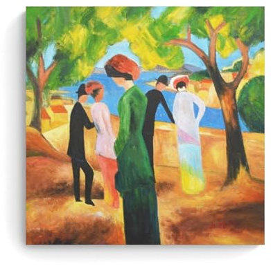 HDMMXEN August Macke Gemälde: Dame in einer grünen Jacke, Kunstposter, Wandkunst, Leinwanddrucke, Kunstwerke, Schlafzimmer, Wohnzimmer, Dekoration, 30 x 30 cm