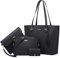 DORRISO Taschen Set Handtaschen Set Damen - 4 Teiliges Groß Kapazität Mehrzweck Mehreren Fächern Wasserdichte PU Leder Verstellbarer Gurt für Büro Schule Einkauf Reise Schwarz