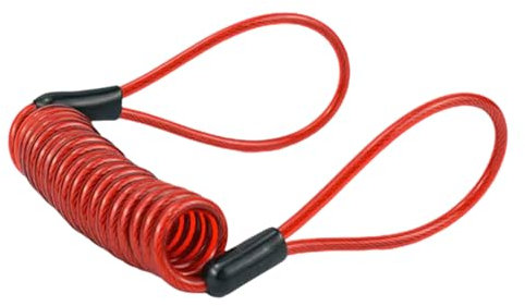 Motorbike Anti Theft Spring Reminder Rope 1.45m Stretch Length Security Coil Handlebar Security Red Spring Reminder Cable for Motorcycle Disc Lock