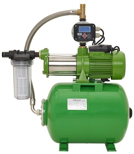 CHM GmbH® Hauswasserwerk 24 L 5,5 Bar, 8700 L/h Gartenpumpe Edelstahl, Wasserpumpe mit Druckkessel