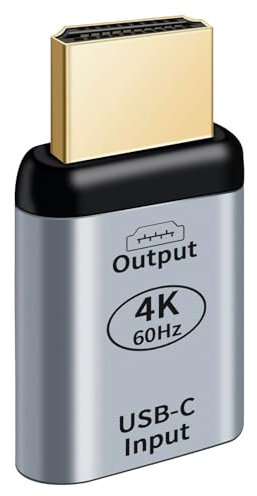 Type C Femelle vers HDMI Mâle, Adaptateur USB C Femelle vers HDMI Mâle 4K @ 60Hz, Convertisseur pour Moniteur, Téléphone, Tablette et Ordinateur Portable, Plug and Play