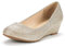 DREAM PAIRS Women's Debbie Mid Wedge Heel Pump Shoes,Gold Glitter Size 8/6 UK