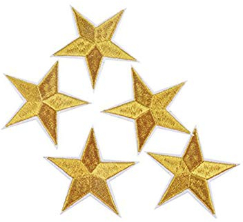 Goldene Stern-Aufnäher, gestickt, 10 Stück, für Kleidung, Nähen, Stickaufnäher zum Aufnähen/Aufbügeln, Bastelzubehör für Kleidung, Hüte, Jeans