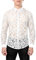 JOGAL Chemise à manches longues en dentelle florale transparente pour homme, Rose blanche., XL